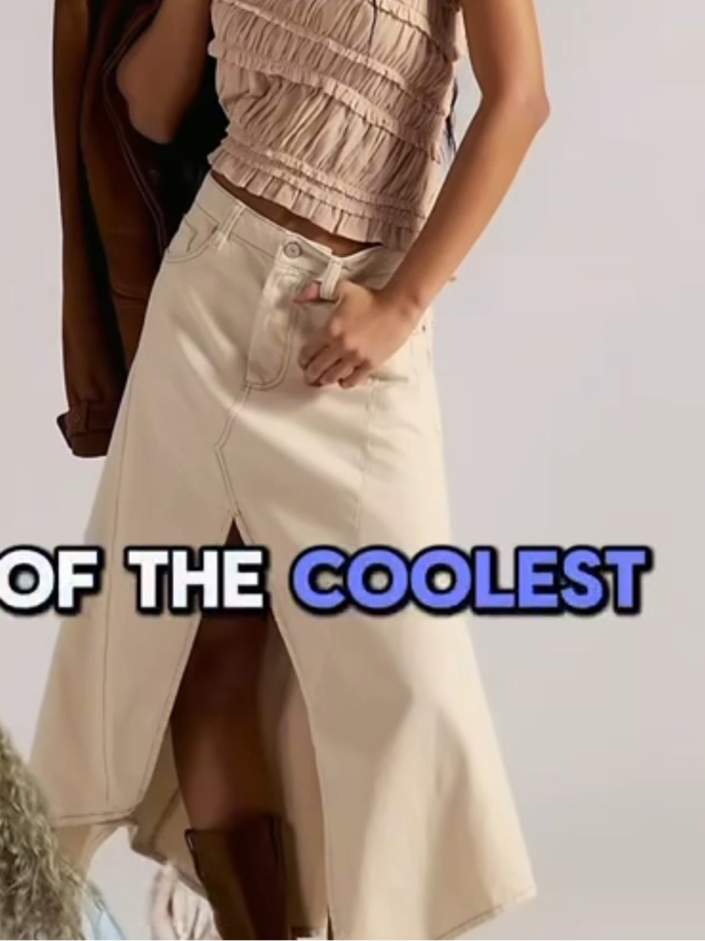 Free People We The Free Come As You Are Denim Maxi Skirt NWT Wisp Ivory Sz 8 - Picture 3 of 8